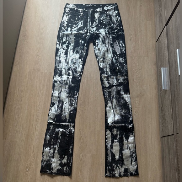 NYRVA Black and White Flare Wide Leg Jeans